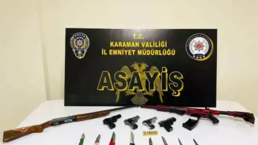 Karaman’da Asayiş Uygulamaları: Ruhsatsız Silah ve Uyuşturucu Ele Geçirildi
